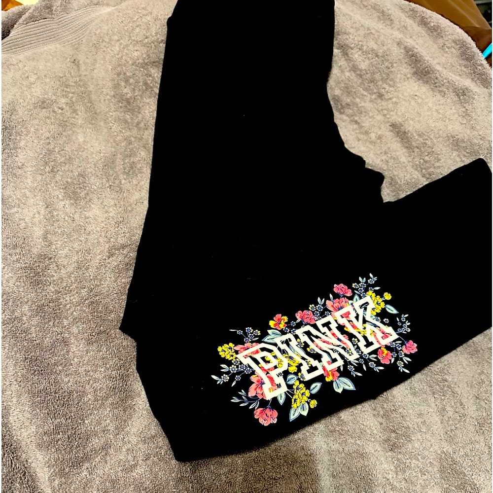 Black pink leggings size L